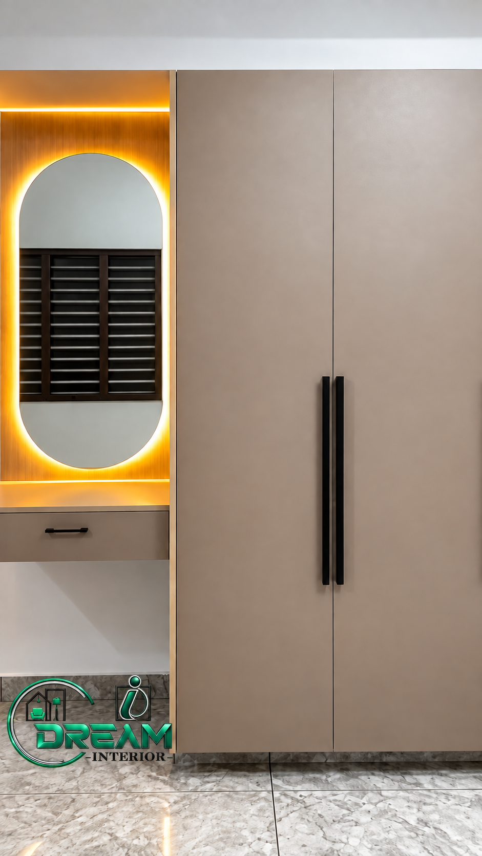 Bedroom wardrobe with dressing unit design three